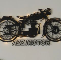 Motosiklet Işıklı ve İsimli Duvar Tablosu