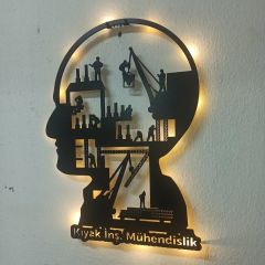 İnşaat ve Mühendislik Temalı Işıklı Dekoratif Duvar Panosu