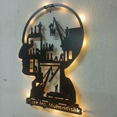 İnşaat ve Mühendislik Temalı Işıklı Dekoratif Duvar Panosu