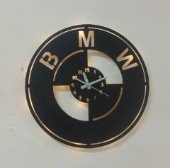 Bmw Logosu Tasarımlı Işıklı Duvar Saati