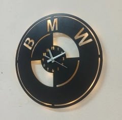 Bmw Logosu Tasarımlı Işıklı Duvar Saati