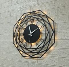 Sekizgen Tasarımlı Işıklı Duvar Saati