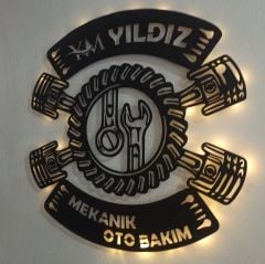 Oto Tamircilerine Özel Işıklı Duvar Tablosu
