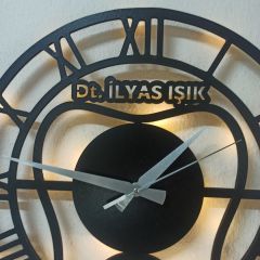 Diş Doktorlarına Özel İsimli Işıklı Duvar Saati