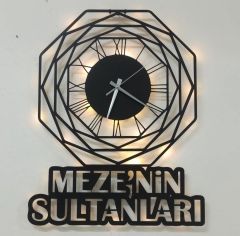 Sekizgen Tasarımlı İsime Özel Işıklı Duvar Saati