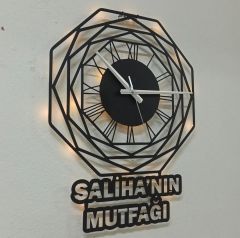 Sekizgen Tasarımlı İsime Özel Işıklı Duvar Saati