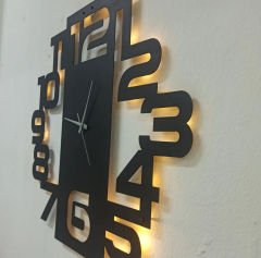 Büyük Rakamlı Modern Işıklı Duvar Saati
