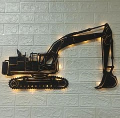 Ekskavatör Tasarımlı Işıklı Duvar Tablosu
