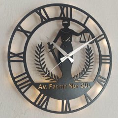 Avukatlara Özel İsimli ve Işıklı Duvar Saati