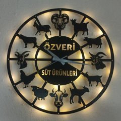 Çiftlik ve Et Firmalarına Özel İsimli ve Işıklı Duvar Saati