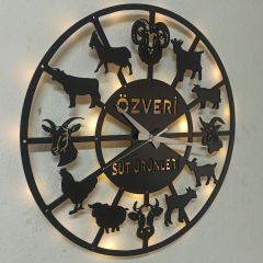 Çiftlik ve Et Firmalarına Özel İsimli ve Işıklı Duvar Saati