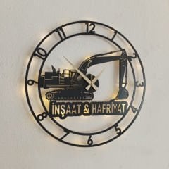 İnşaat ve Hafriyat Temalı Işıklı Duvar Saati