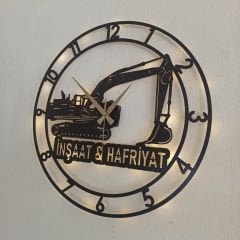 İnşaat ve Hafriyat Temalı Işıklı Duvar Saati