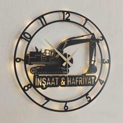İnşaat ve Hafriyat Temalı Işıklı Duvar Saati