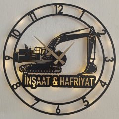 İnşaat ve Hafriyat Temalı Işıklı Duvar Saati