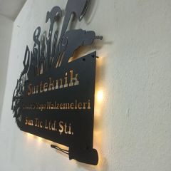 İnşaat ve Yapı Malzemeleri Temalı Aydınlatmalı Duvar Dekoru