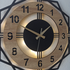 Sonoma Renkli Işıklı Duvar Saati - Geometrik Modern Saat