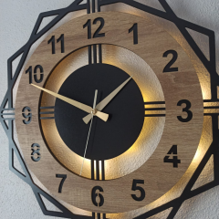 Sonoma Renkli Işıklı Duvar Saati - Geometrik Modern Saat