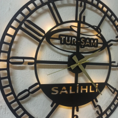 Kişiye Özel İsimli ve Logolu LED Duvar Saati | Black Dekor