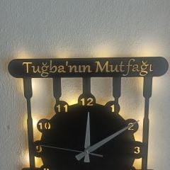 Mutfak Temalı Kişiye Özel Işıklı Duvar Saati – Şık Tasarım