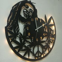 Bob Marley Tasarımlı Işıklı Duvar Saati – Dekoratif ve Şık