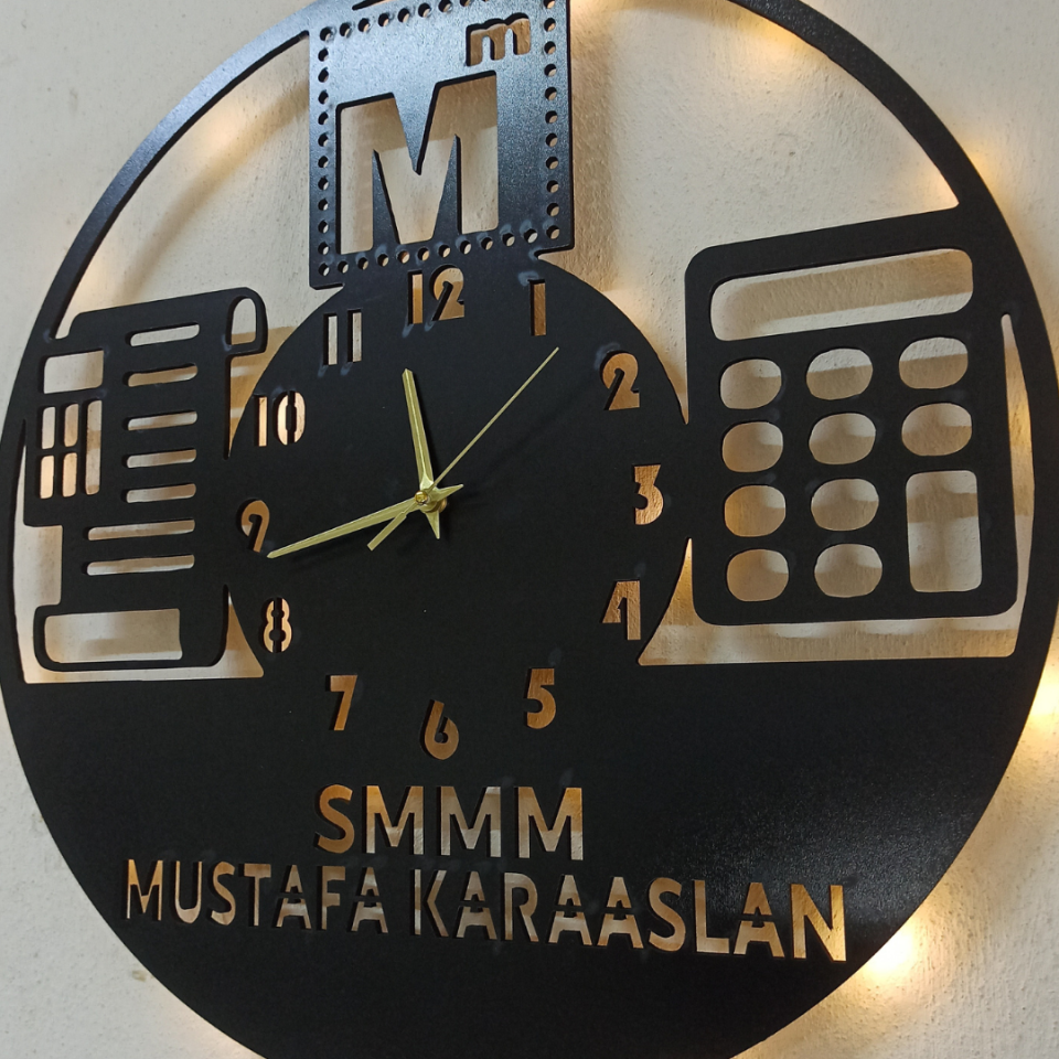 Mali Müşavir Işıklı Duvar Saati – Prestijli Ofis Dekoru