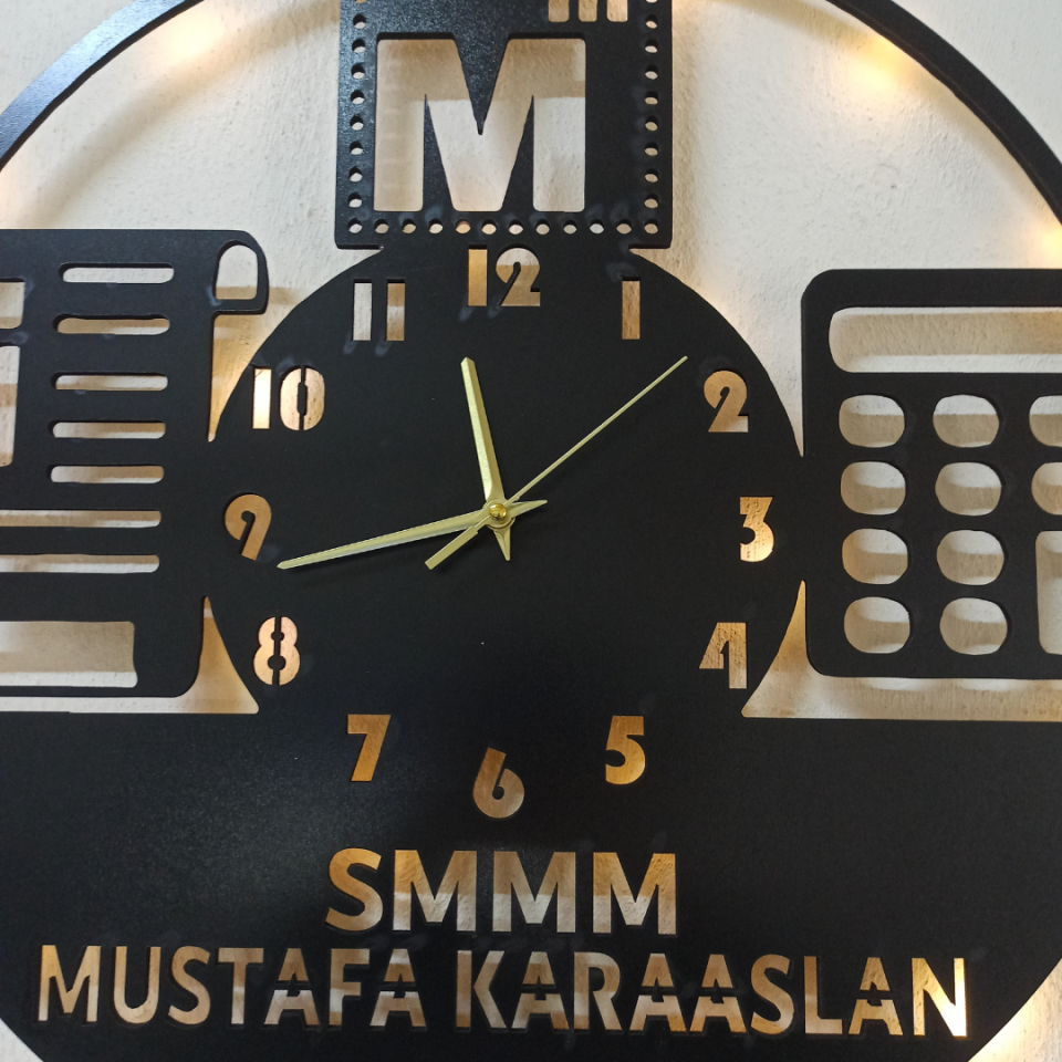 Mali Müşavir Işıklı Duvar Saati – Prestijli Ofis Dekoru