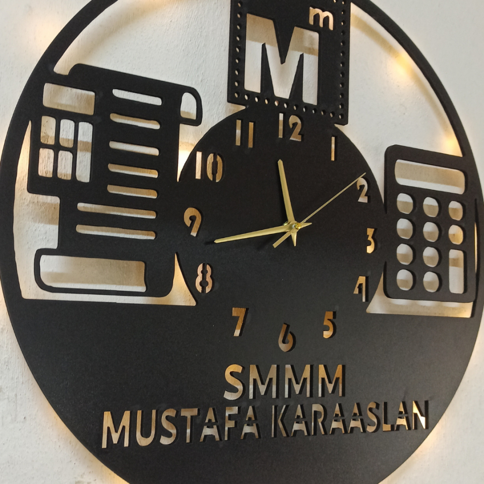 Mali Müşavir Işıklı Duvar Saati – Prestijli Ofis Dekoru