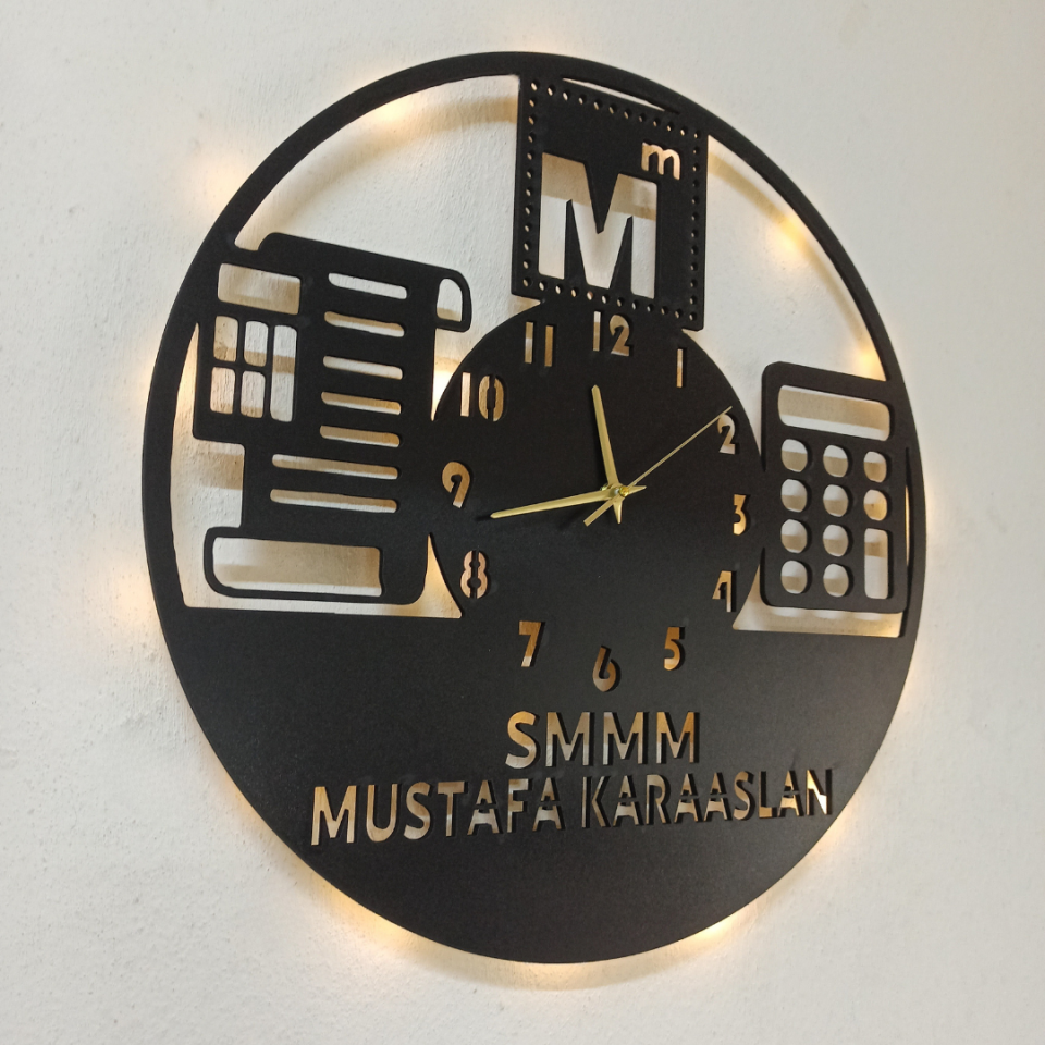 Mali Müşavir Işıklı Duvar Saati – Prestijli Ofis Dekoru