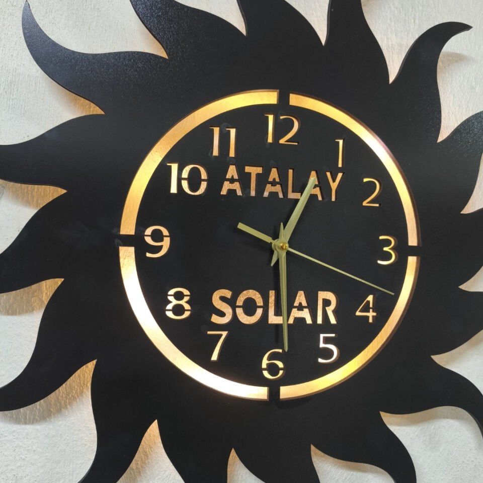 Güneş Enerji Firmasına Özel Işıklı Duvar Saati - Ofis Saati