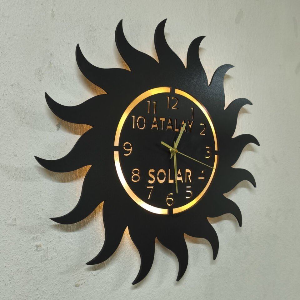 Güneş Enerji Firmasına Özel Işıklı Duvar Saati - Ofis Saati
