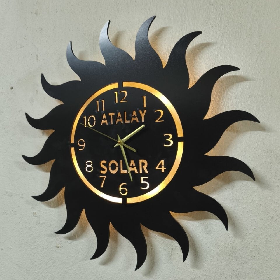 Güneş Enerji Firmasına Özel Işıklı Duvar Saati - Ofis Saati