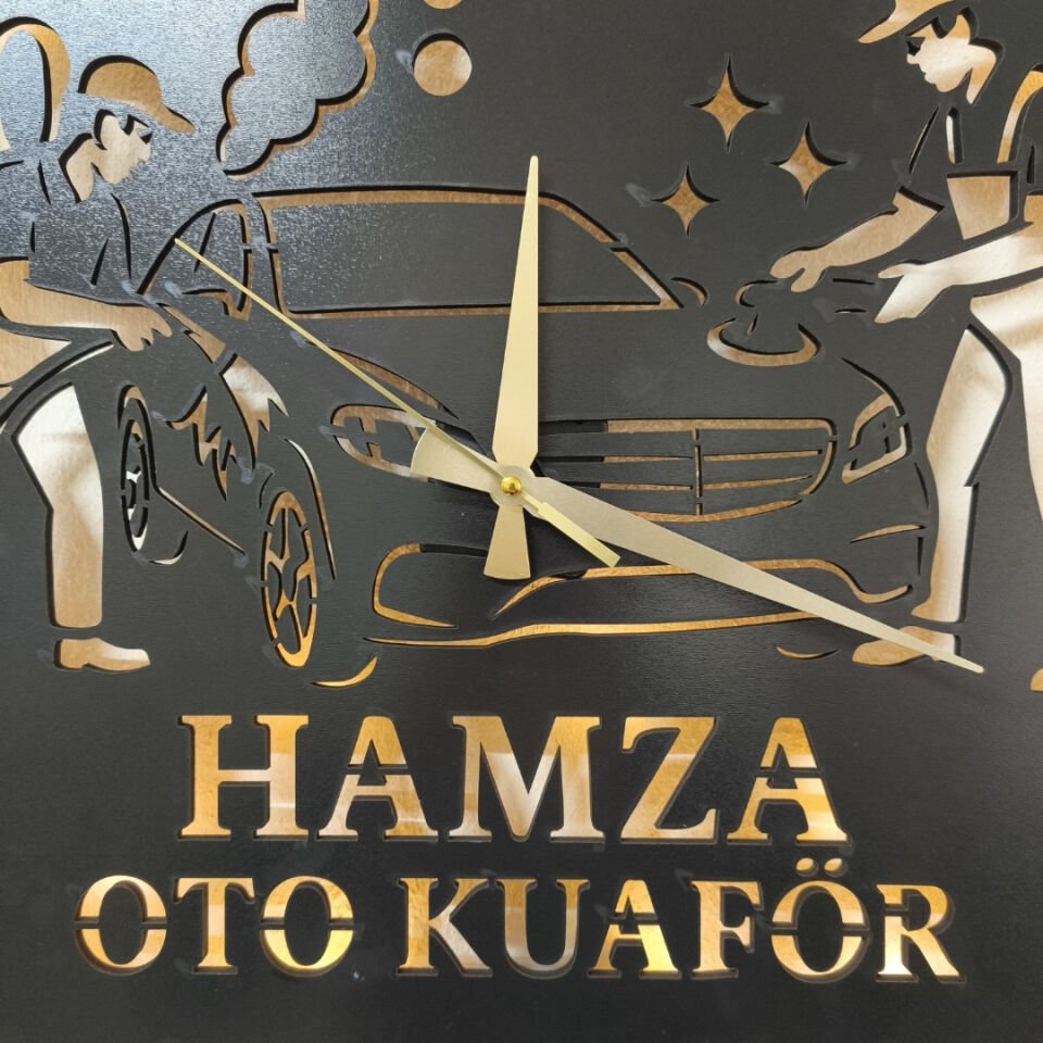 Oto Kuaförlere Özel LED Işıklı Dekoratif Duvar Saati