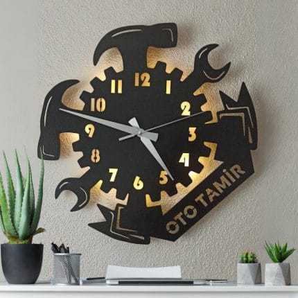 Oto Tamirci Temalı Dekoratif Duvar Saati