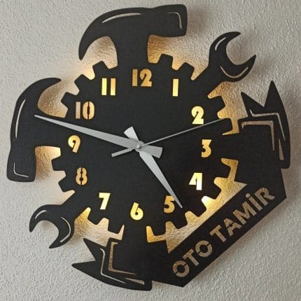 Oto Tamirci Temalı Dekoratif Duvar Saati