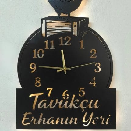 Tavukçuluk temalı LED ışıklı dekoratif duvar saati tasarımı