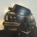 Mercedes W123 kasa figürlü LED ışıklı isim yazılabilir dekoratif duvar saati