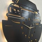 Mercedes W123 kasa figürlü LED ışıklı isim yazılabilir dekoratif duvar saati