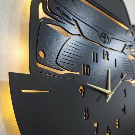 Toyota Corolla tasarımlı LED ışıklı isim yazılabilir dekoratif duvar saati