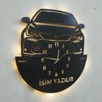 Toyota Corolla tasarımlı LED ışıklı isim yazılabilir dekoratif duvar saati