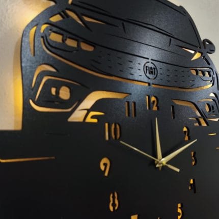 Fiat Egea Cross tasarımlı LED ışıklı isim yazılabilir dekoratif duvar saati