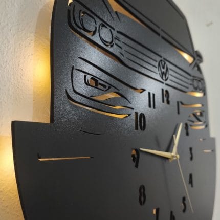 Volkswagen Passat tasarımlı LED ışıklı isim yazılabilir dekoratif duvar saati