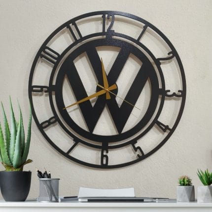 Volkswagen logo tasarımlı LED ışıklı dekoratif duvar saati
