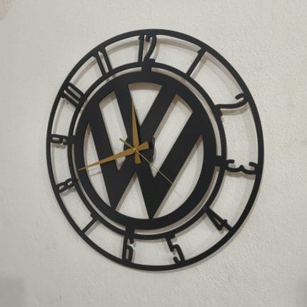Volkswagen logo tasarımlı LED ışıklı dekoratif duvar saati